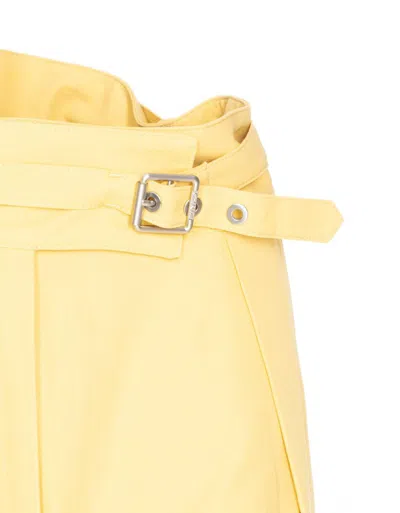 Pinko Belted Butter Yellow Trouser With Layered Details In Yellow