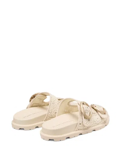 Stuart Weitzman Benni Lace Double-buckle Slide Sandals