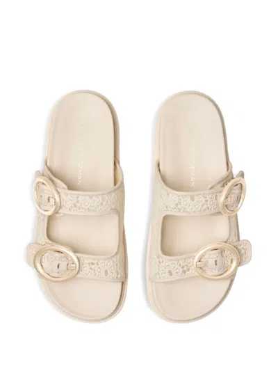 Stuart Weitzman Benni Lace Double-buckle Slide Sandals