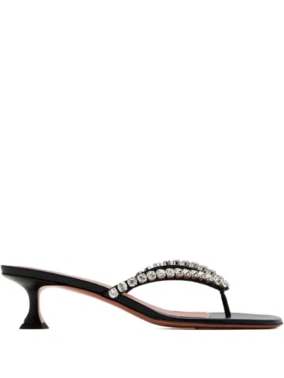 Amina Muaddi Sabot Infradito Gigi In Pelle Nera  Donna