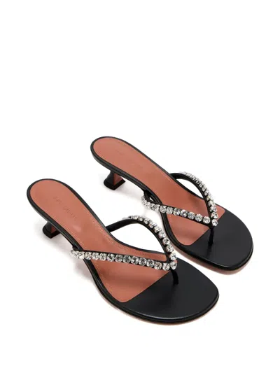 Amina Muaddi Sabot Infradito Gigi In Pelle Nera  Donna