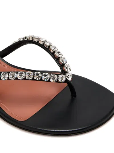 Amina Muaddi Sabot Infradito Gigi In Pelle Nera  Donna