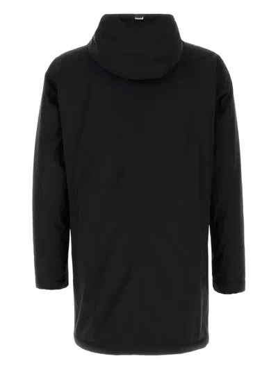 Herno Stretch Nylon Parka With Hood And Pockets In Black