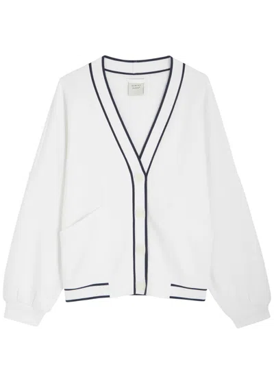 Varley Womens White Decker Contrast-piping Stretch-jersey Cardigan