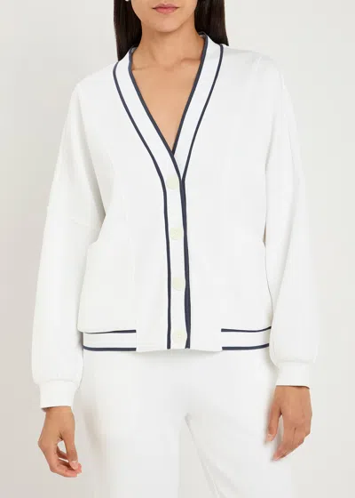 Varley Womens White Decker Contrast-piping Stretch-jersey Cardigan