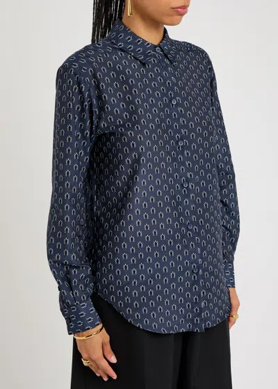 Matteau Classic Printed Cotton-blend Shirt In Blue