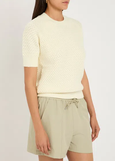 Varley Alva Short-sleeve Knit Top In Beige