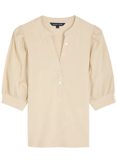 Veronica Beard Coralee Puff Sleeve Button-front Top In Neutral