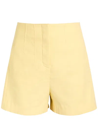 Veronica Beard Brit Stretch-linen Short In Chamomile In Yellow