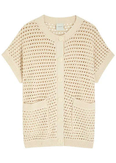 Varley Sidra Oversized Pointelle-knit Cardigan Sweater Vest In White