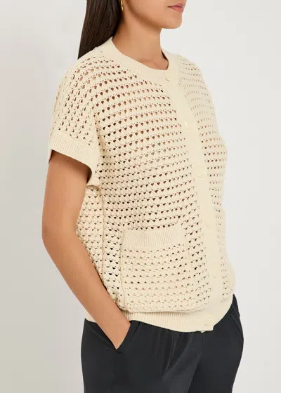 Varley Sidra Oversized Pointelle-knit Cardigan Sweater Vest In White