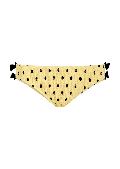 Damson Madder Jezebel Shirred Bow Bikini Bottom Butter Spot In Yellow