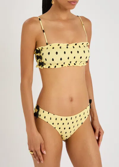 Damson Madder Jezebel Shirred Bow Bikini Bottom Butter Spot In Yellow