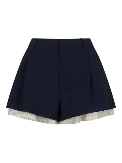 Marni Deep Blue Wool Shorts With Visible Lining