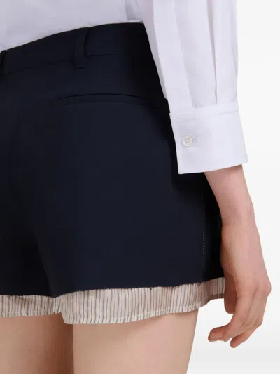 Marni Deep Blue Wool Shorts With Visible Lining