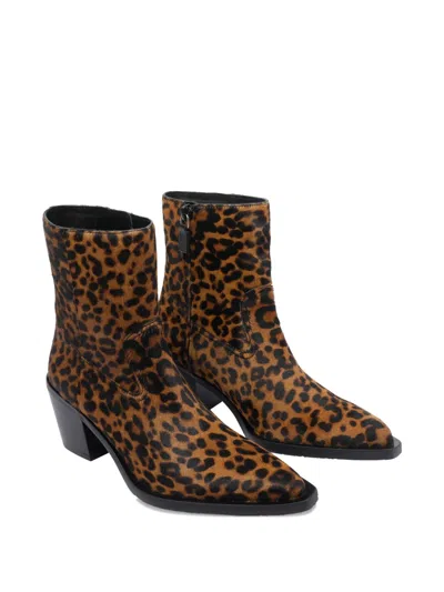 Stuart Weitzman Block Heel Animal Print Bootie In Brown