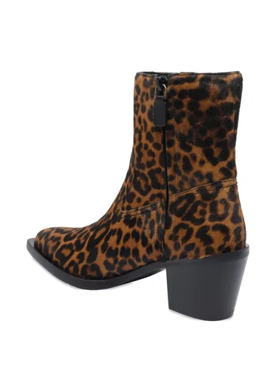 Stuart Weitzman Block Heel Animal Print Bootie In Brown