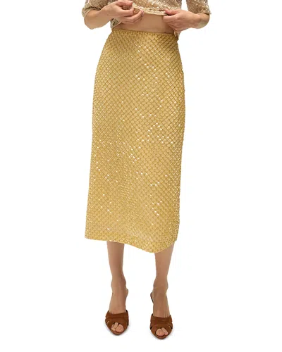 Veronica Beard Allora Midi Skirt In Chamomile In Neutral