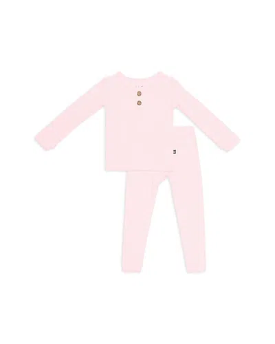 Kyte Baby Unisex Ribbed Henley Top & Pants Set - Baby In Pink