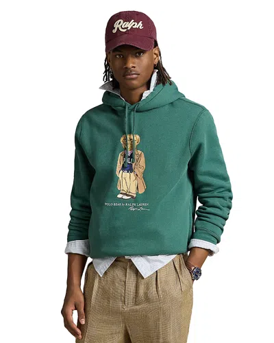 Polo Ralph Lauren Green Hoodie With Drawstring Hood And Logo Print On The Front In Cotton Blend Man In Green