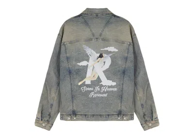 Pre-owned Represent Storms In Heaven Jacket In Blue Cream