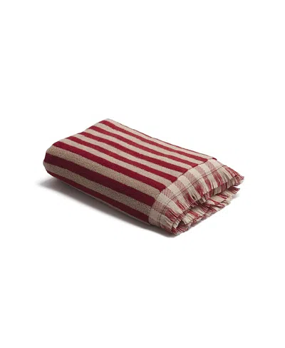 Piglet In Bed Pembroke Stripe Bath Towel In Red