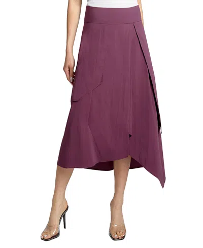 Santorelli Deb Multi-panel Asymmetric Midi Skirt In Stretch Cotton Blend