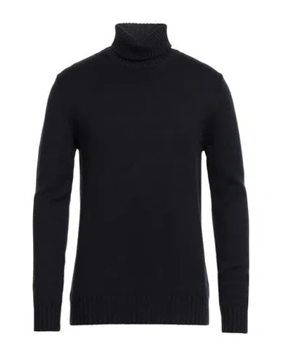Alpha Studio Man Turtleneck Navy Size 46 Merino Wool In Black