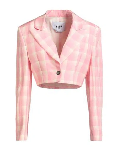 Msgm Woman Blazer Pink Size 8 Viscose