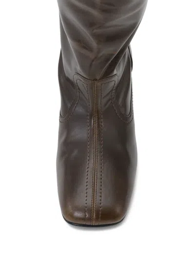 Ganni Dark Olive Knee Boots In Green