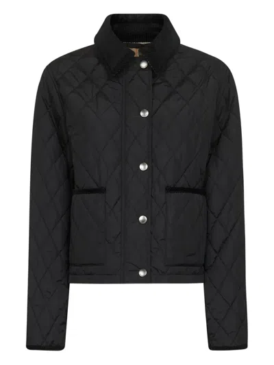 Burberry Women Nylon Jacket With Stitching In Black