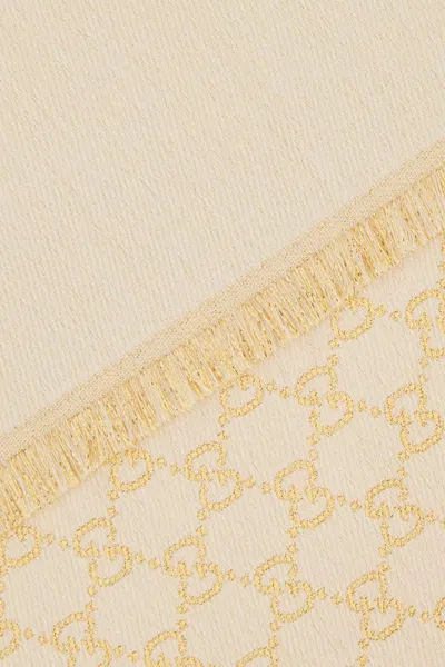 Gucci Embroidered Wool Blend Reversible Scarf