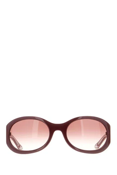 Gucci Oval Frame Sunglasses With Tinted Lenses In Brown