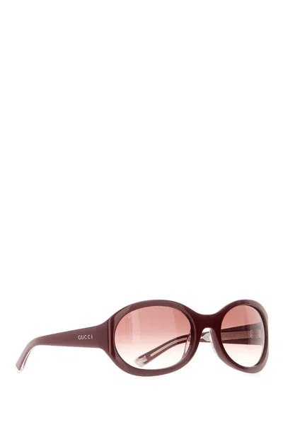 Gucci Oval Frame Sunglasses With Tinted Lenses In Brown
