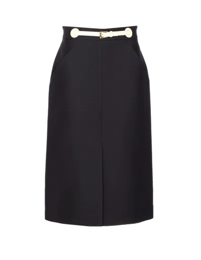 Valentino Garavani Women Skirt With Leather Details In Black