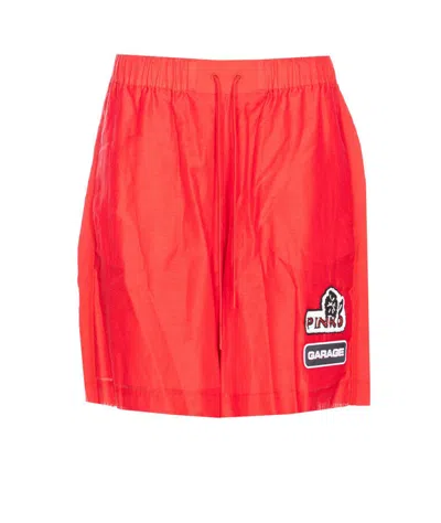 Pinko Lewis Bermuda Shorts Elastic Waistband In Red