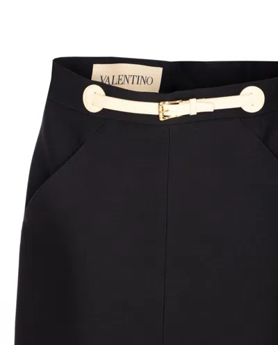 Valentino Garavani Women Skirt With Leather Details In Black