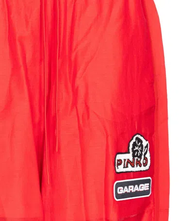 Pinko Lewis Bermuda Shorts Elastic Waistband In Red