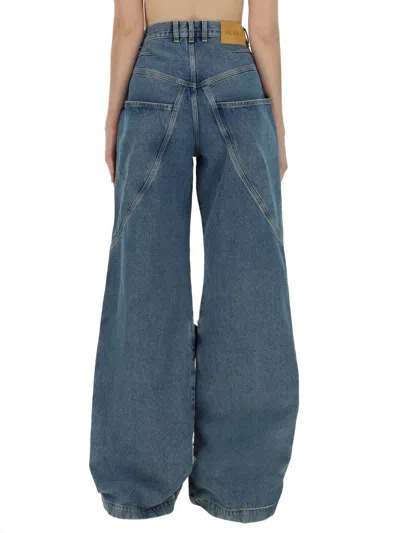 Attico Sky Blue Baggy Jeans With Large Pockets