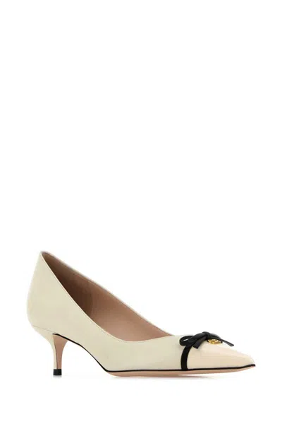Valentino Bepointy 45 Bow-embellished Two-tone Leather Pumps