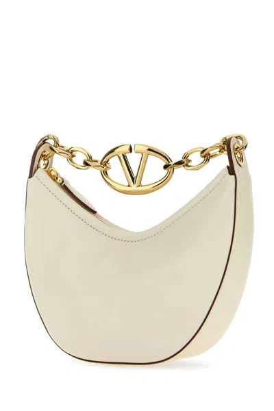 Valentino Garavani Ivory Leather Mini Hobo Vlogo Moon Handbag