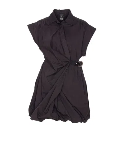 Pinko Draped Mini Dress Belted Waist In Black