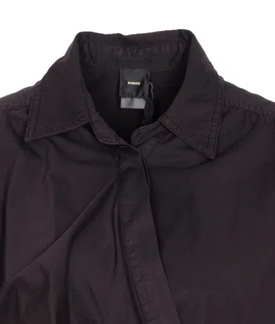 Pinko Draped Mini Dress Belted Waist In Black