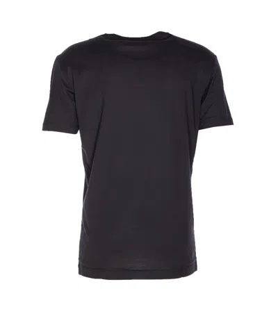 Dolce & Gabbana Black Crewneck T-shirt With Signature Logo In Cotton Man In Black