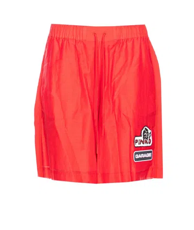 Pinko Lewis Bermuda Shorts Elastic Waistband In Red