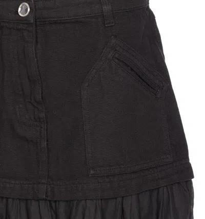Pinko Long Skirt In Canvas And Cotton Voile In Black