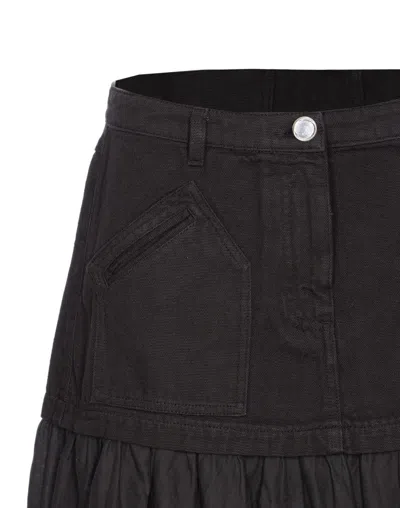Pinko Long Skirt In Canvas And Cotton Voile In Black