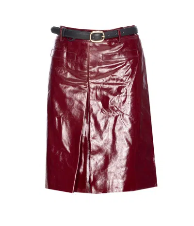 Self-portrait Belted Patent Leather Miniskirt