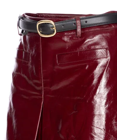 Self-portrait Belted Patent Leather Miniskirt