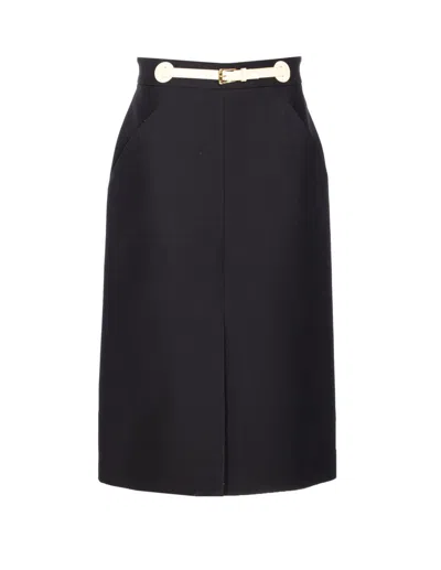 Valentino Garavani Women Skirt With Leather Details In Black